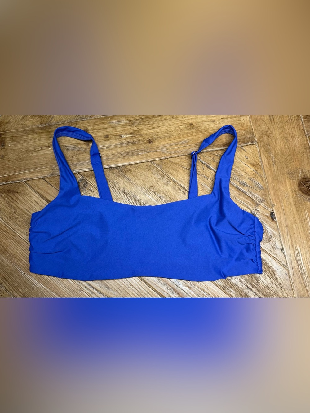 Athleta Electric Blue Square Neck Bikini Swim Top w/ Cups Size 38B/C - Picture 2 of 9